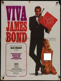 8f334 THUNDERBALL French 24x32 R1970 art of Sean Connery as secret agent James Bond 007!
