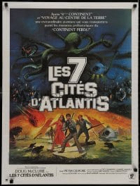 8f342 WARLORDS OF ATLANTIS French 24x32 1978 cool different fantasy artwork w/giant octopus!
