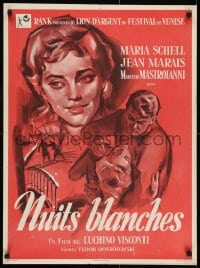 8f343 WHITE NIGHTS French 23x31 R1960s Luchino Visconti's Le Notti bianche, Schell, Mastroianni!