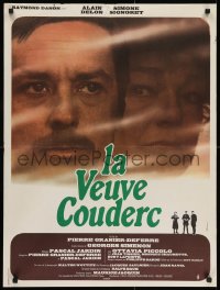 8f344 WIDOW COUDERC French 24x32 1971 cool image of Alain Delon & Simone Signoret by Ferracci!