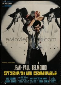 8f588 HO! Italian 1sh 1968 different Symeoni art of Jean-Paul Belmondo w/gun, Criminal Face!