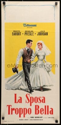 8f635 BRIDE IS MUCH TOO BEAUTIFUL Italian locandina 1958 art of Brigitte Bardot in wedding dress!