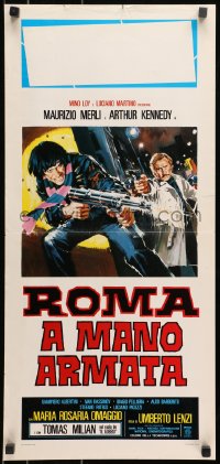 8f637 BRUTAL JUSTICE Italian locandina 1976 Umberto Lenzi's Roma a mano armata, Arthur Kennedy, cool art!