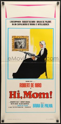 8f678 HI MOM! Italian locandina 1978 early Robert De Niro, De Palma, Morini art of old lady w/ gun!