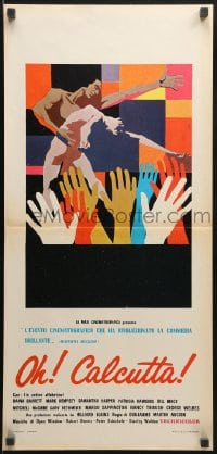 8f711 OH CALCUTTA Italian locandina 1973 Jacques Levy directed sex musical, art of naked couple!