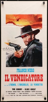 8f716 PRIDE & VENGEANCE Italian locandina R1970s spaghetti western art of Nero as Django by Crovato!