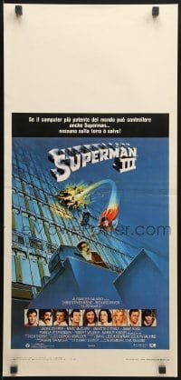 8f751 SUPERMAN III Italian locandina 1983 art of Christopher Reeve flying with Richard Pryor by L. Salk!