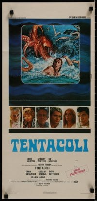 8f758 TENTACLES Italian locandina 1977 Tentacoli, AIP, art of octopus attacking sexy girl!