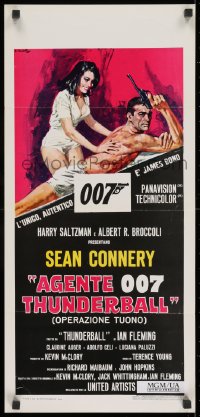 8f760 THUNDERBALL Italian locandina R1971 cool McGinnis & McCarthy art of Sean Connery as James Bond 007!