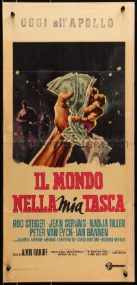 8f770 WORLD IN MY POCKET Italian locandina 1962 Rod Steiger, kiss & kill doll, girl-trap to steal a million!