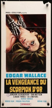 8f771 ZOMBIE WALKS Italian locandina 1969 Edgar Wallace, Casaro art of skeleton guy strangling girl