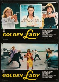 8f592 GOLDEN LADY group of 8 Italian 18x26 pbustas 1980 Ina 'Cristina World' Skriver, different!