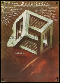 8f360 BODENSEE Polish 27x37 1985 great Andrzej Pagowski art of man with prison M.C. Escher-head!