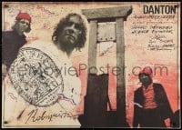 8f371 DANTON Polish 27x37 1983 Andrzej Wajda, wild art of Gerard Depardieu by Pagowski!