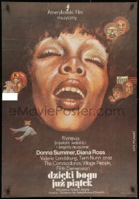 8f453 THANK GOD IT'S FRIDAY Polish 26x38 1979 Donna Summer, Jeff Goldblum, Lech Majewski disco art!