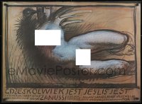 8f457 WHEREVER YOU ARE Polish 26x36 1988 different art of naked woman by F.V.B. Starowieyski!