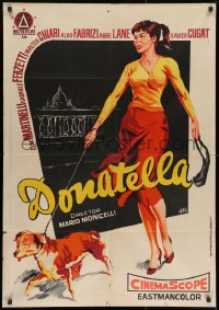 8f099 DONATELLA Spanish 1960 art of Elsa Martinelli & cool dog on leash by Jano!