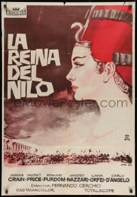 8f116 QUEEN OF THE NILE Spanish 1964 sexy Jeanne Crain in the title role, action art!
