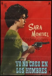 8f125 YO NO CREO EN LOS HOMBRES Spanish 1960 sexy Sara Montiel w/gun does not believe in lost men!