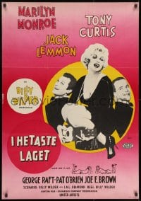 8f025 SOME LIKE IT HOT Swedish 1959 Marilyn Monroe with Tony Curtis & Jack Lemmon in drag, rare!