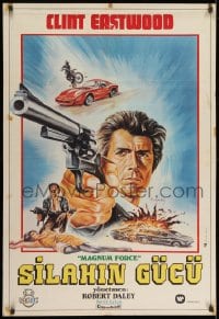 8f076 MAGNUM FORCE Turkish 1973 different art of Clint Eastwood pointing his huge gun by Omer Muz!