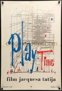 8f041 PLAYTIME Yugoslavian 19x28 1967 Jacques Tati, Monsieur Hulot, great artwork by Baudin!