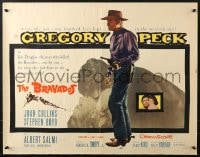8g535 BRAVADOS 1/2sh 1958 full-length art of cowboy Gregory Peck with gun & sexy Joan Collins!