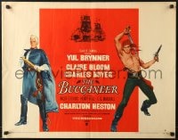 8g539 BUCCANEER style B 1/2sh 1958 art of Yul Brynner, Charlton Heston, directed by Anthony Quinn!