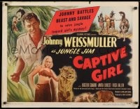 8g545 CAPTIVE GIRL style A 1/2sh 1950 Johnny Weissmuller as Jungle Jim & sexy babe with chimp!