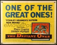 8g587 DEFIANT ONES style A 1/2sh 1958 art of escaped cons Tony Curtis & Sidney Poitier chained together!