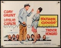 8g627 FATHER GOOSE 1/2sh 1965 art of sea captain Cary Grant yelling at pretty Leslie Caron!