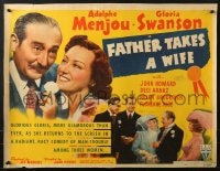 8g628 FATHER TAKES A WIFE style A 1/2sh 1941 great close up of Gloria Swanson & Adolphe Menjou!