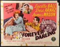 8g645 FOREVER DARLING style B 1/2sh 1956 art of James Mason, Desi Arnaz & Lucille Ball, I Love Lucy!