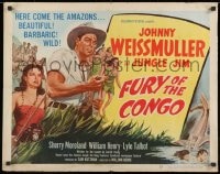 8g650 FURY OF THE CONGO style B 1/2sh 1951 Johnny Weissmuller as Jungle Jim & native women by Glenn Cravath!