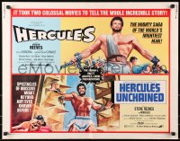 8g685 HERCULES/HERCULES UNCHAINED 1/2sh 1973 world's mightiest man Steve Reeves double-bill!