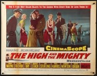 8g687 HIGH & THE MIGHTY 1/2sh 1954 John Wayne, Claire Trevor, directed by William Wellman!