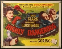 8g689 HIGHLY DANGEROUS 1/2sh 1951 Dane Clark, Margaret Lockwood, Marius Goring!