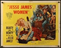 8g716 JESSE JAMES' WOMEN 1/2sh 1954 classic catfight artwork, women wanted him... more than the law