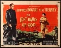 8g746 LEFT HAND OF GOD 1/2sh 1955 art of priest Humphrey Bogart holding gun, sexy Gene Tierney!