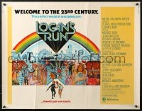 8g756 LOGAN'S RUN 1/2sh 1976 art of Michael York & Jenny Agutter running away by Charles Moll!