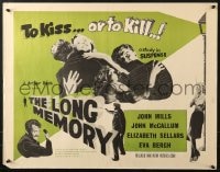 8g758 LONG MEMORY 1/2sh 1953 John Mills, John McCallum, Elizabeth Sellars, kiss or kill!