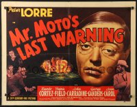 8g796 MR MOTO'S LAST WARNING style A 1/2sh 1939 close-up of Asian detective Peter Lorre, ultra rare!