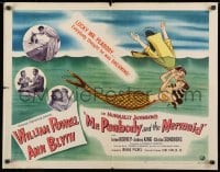 8g797 MR. PEABODY & THE MERMAID 1/2sh 1948 romantic art of Powell & mermaid Ann Blyth, rare!