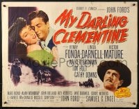 8g799 MY DARLING CLEMENTINE 1/2sh R1953 John Ford, Henry Fonda, Linda Darnell!