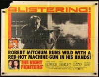 8g809 NIGHT FIGHTERS style B 1/2sh 1960 Robert Mitchum runs wild with a red-hot machine gun in his hands!