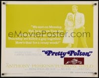 8g838 PRETTY POISON 1/2sh 1968 cool yellow image of psycho Anthony Perkins & crazy Tuesday Weld!