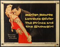 8g839 PRINCE & THE SHOWGIRL 1/2sh 1957 Laurence Olivier nuzzles sexy Marilyn Monroe's shoulder!