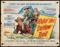 8g861 RIDIN' THE OUTLAW TRAIL 1/2sh 1951 artwork of Durango Kid Charles Starrett & Smiley Burnette!