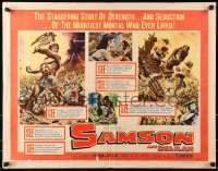 8g869 SAMSON & DELILAH style A 1/2sh R1959 art of Victor Mature, Cecil B. DeMille Biblical classic!
