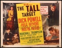 8g926 TALL TARGET style A 1/2sh 1951 Anthony Mann film noir, art of Dick Powell & Paula Raymond!